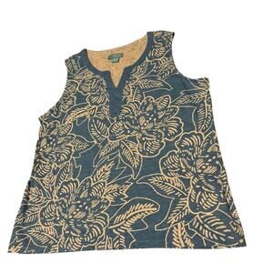 Caribbean Joe Women’s Tank Top Size L Tropical Floral Sleeveless Casual Summer